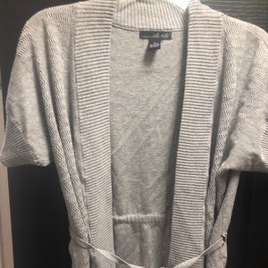 Gray short sleeve cardigan